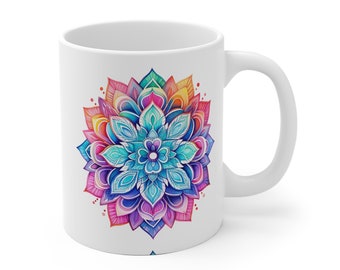 Mandala-mok met aquarelprint, Moederdagcadeau, koffiekopje met mandala-design