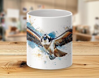 Osprey Bird Watercolor White Ceramic Mug - 330ml/440ml