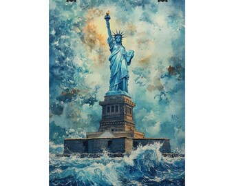 Majestic Statue of Liberty - Watercolor Art Poster, 4 Sizes, Matte/Gloss