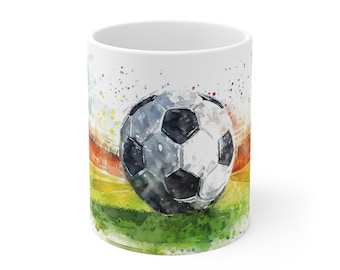 Football in the stadium watercolor cup - EM 2024 design mug - 330ml/440ml for football fans and sports enthusiasts