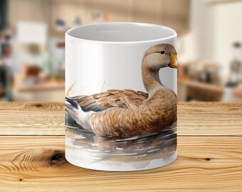 Duck Watercolor Mug - Vibrant Colors Cup - 330ml/440ml for Nature and Bird Lovers