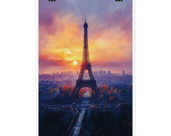 Magical Eiffel Tower at Sunrise - Watercolor Art Poster, 4 Sizes, Matte/Gloss