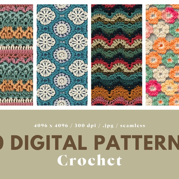 Digital Pattern Bundle, crochet, seamless, high resolution, 4k, jpg, 300dpi