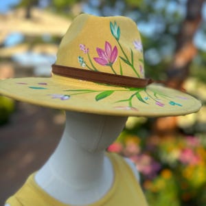 Handgemalter Fedora Hut mit breiter Krempe für Frauen, Hippie Hut, Westernhut, Brauthut, Boho Hut, Braut Fedora