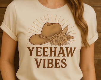 Blumen Cowboyhut-T-Shirt | Western Boho Stil