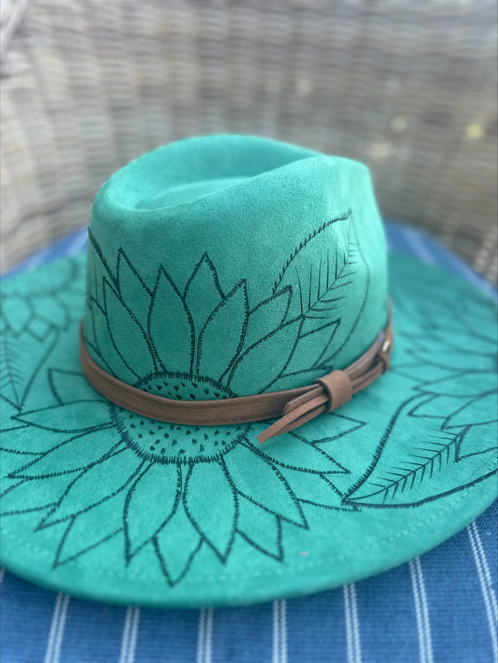 Hand Burned Wide Brim Felt Fedora Hat for Women Hippie Etsy