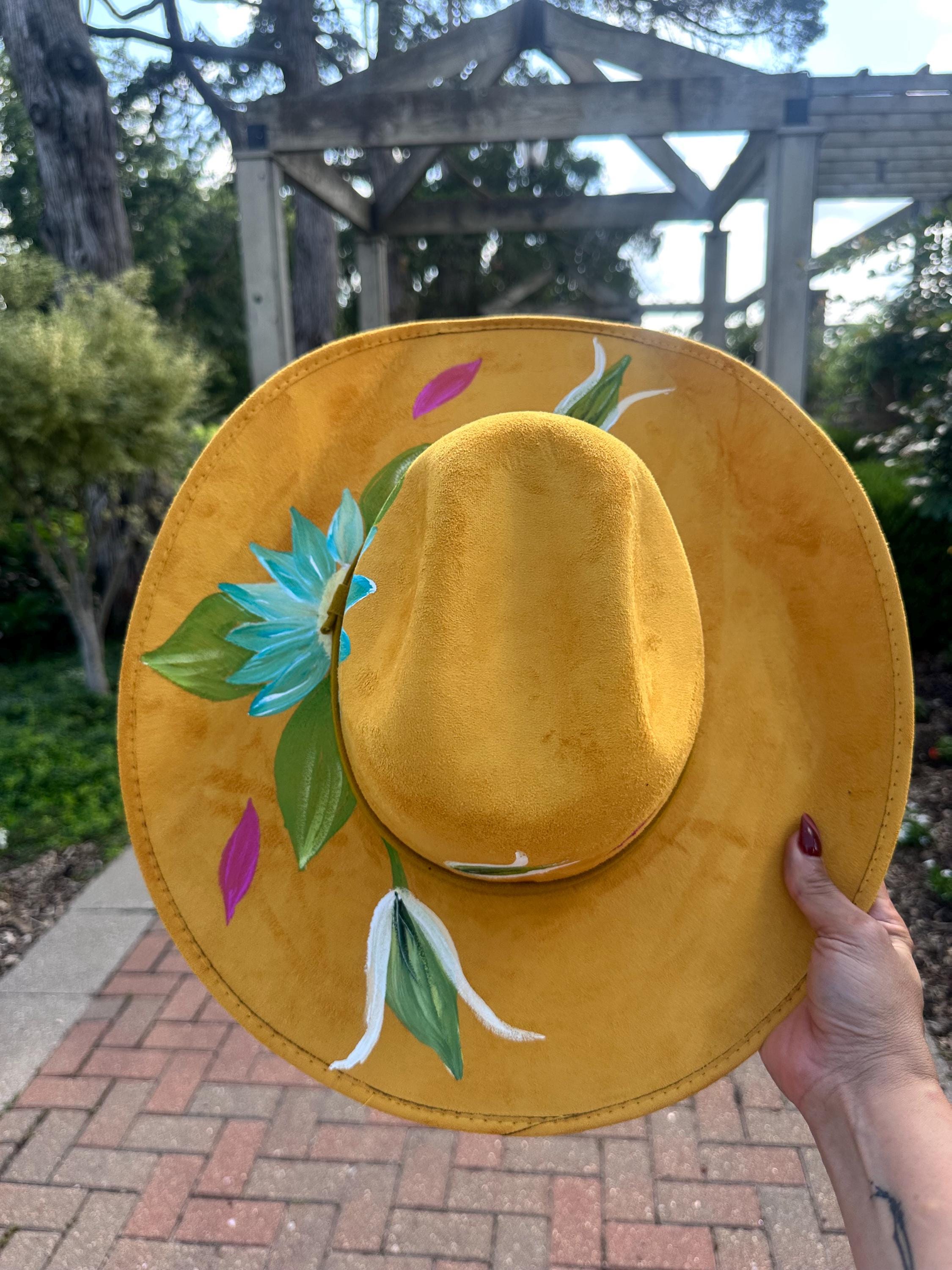 3994 Women & Men Western Suede Cowboy Hat - Medium, Yellow Mustard Wool Cowboy Hat: Western Cattleman Style - Etsy main image 2