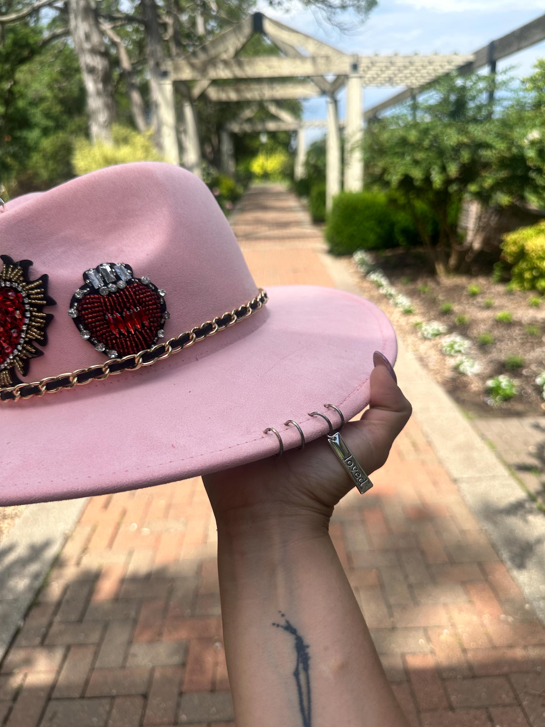 Handcrafted Sacred Heart Cowgirl Hat – Felt Western Festival 