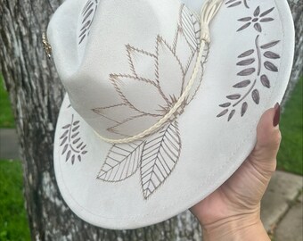 thumbnail image 2 of Western Cowboy Hat For Men & Women - Wide Brim Felt Fedora With Adjustable Strap, Classic Flat Top 2 of 13