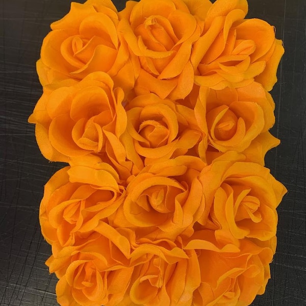 12 pcs Silk Daisy Rose Flowers Heads Yellow Orange Artificial Flowers