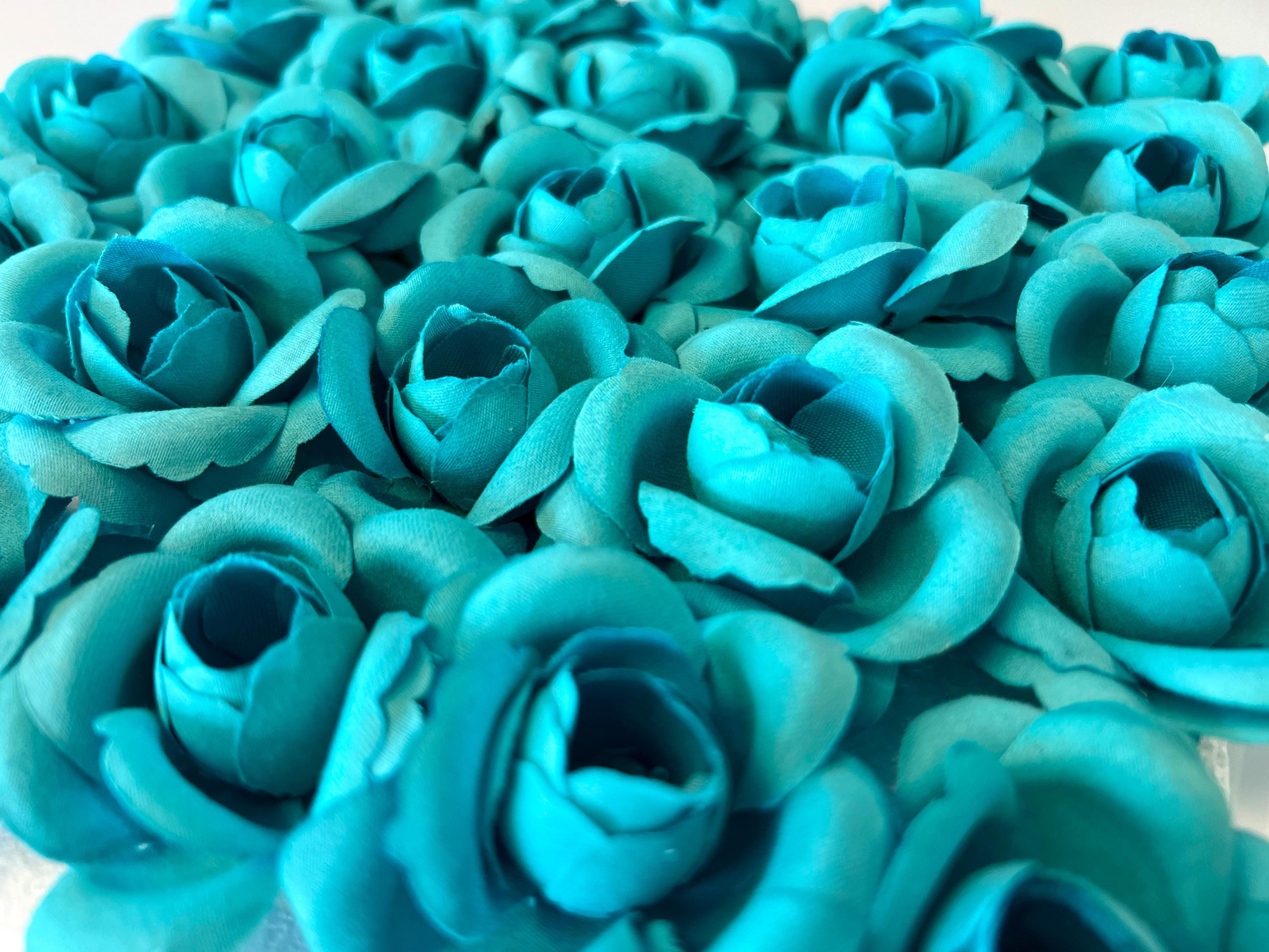 12 Pcs Silk Rose Heads, Teal Artificial Flowers - Etsy