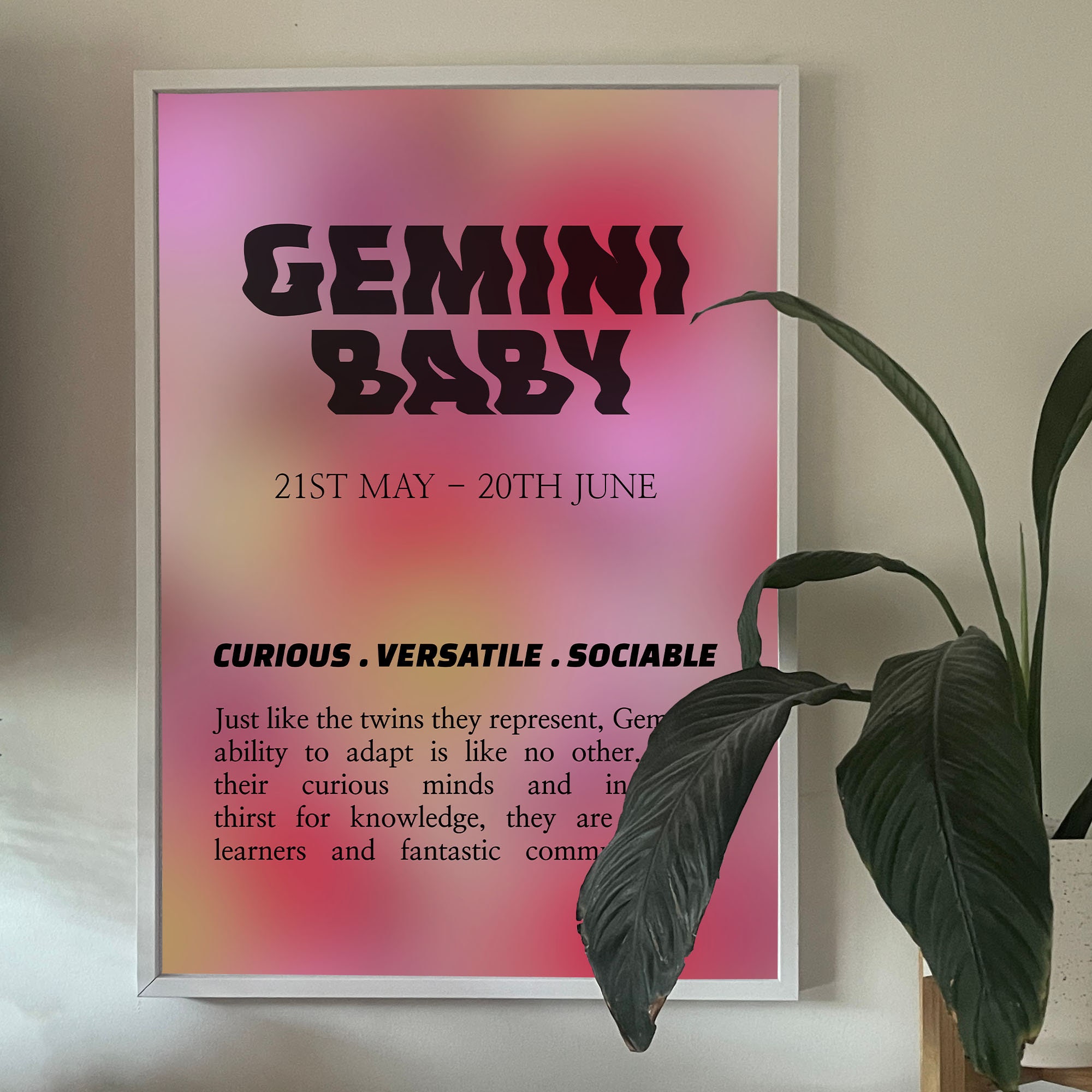 Gemini Baby Zodiac Poster, Retro Style Sign Print (digital Download) - Etsy