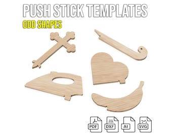Push Stick Templates 5 Pack – Odd Shapes CNC SVG DXF Printable A4