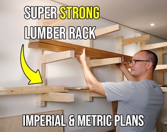 Wall-Mounted Lumber Rack Plans – Imperial & Metric, Step-by-Step Guide with Self-Updating Cutlist and Video Walkthrough