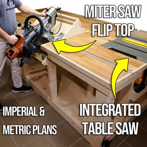 Miter Saw Flip-Top Workbench with a Table Saw | Plans in Imperial and Metric