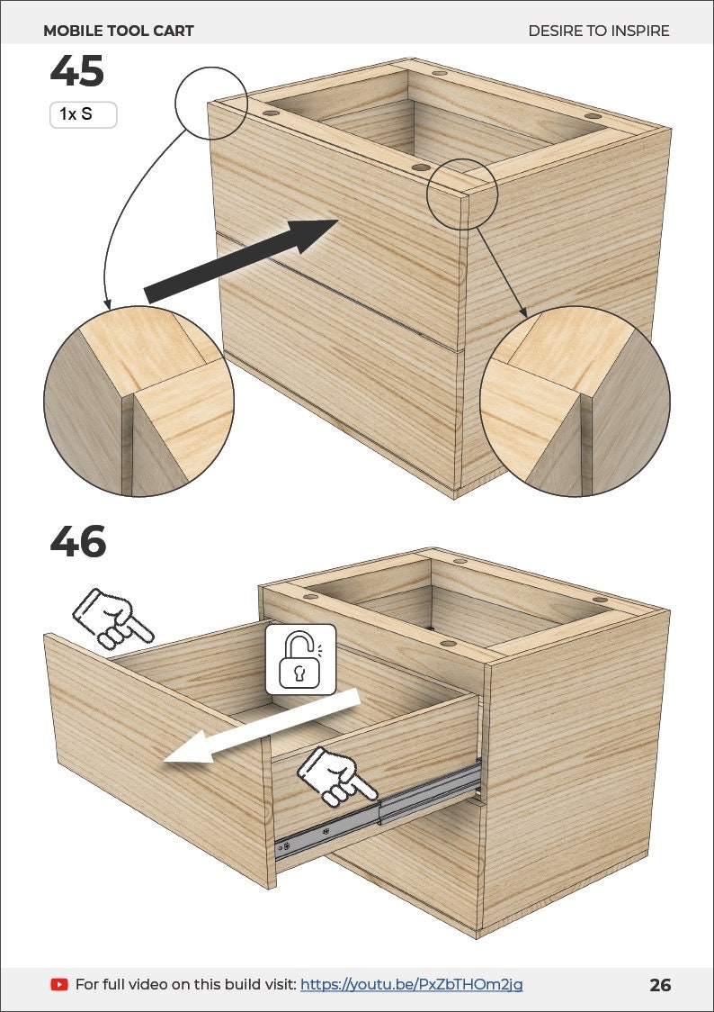 Chariot à outils mobile convient à TOUTES les machines Armoire à roulettes avec tiroirs Plans en unités impériales et métriques image 4