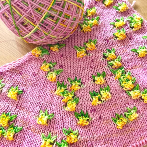 Pineapple - Deluxe Merino Sock Assigned Pooling Fingering-Weight Yarn Superwash Ultrafine 19.5 micron