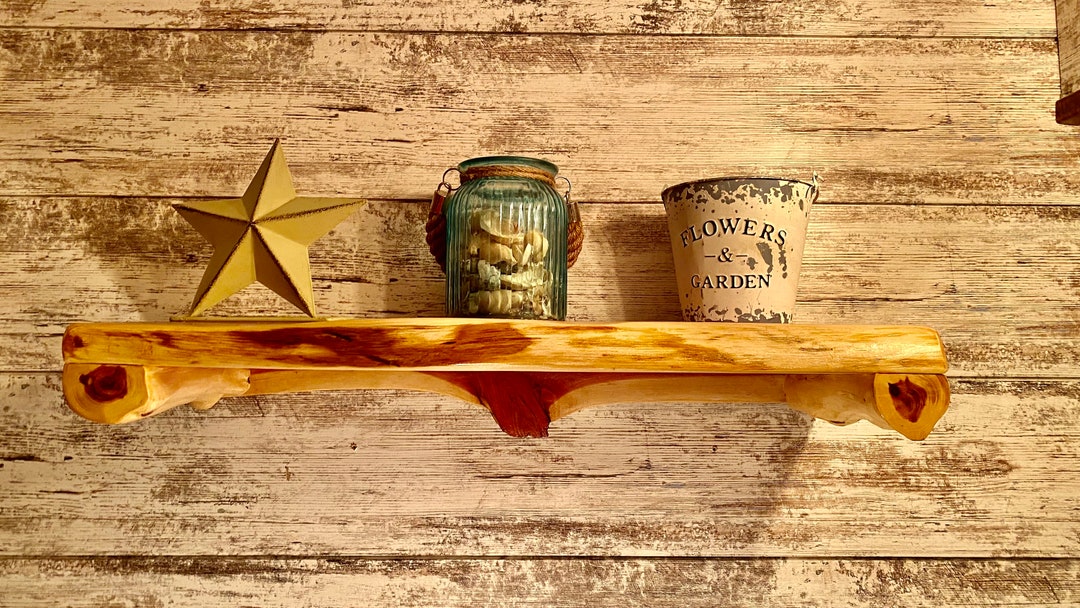 Live Edge Floating Wall Shelf Red Cedar Etsy