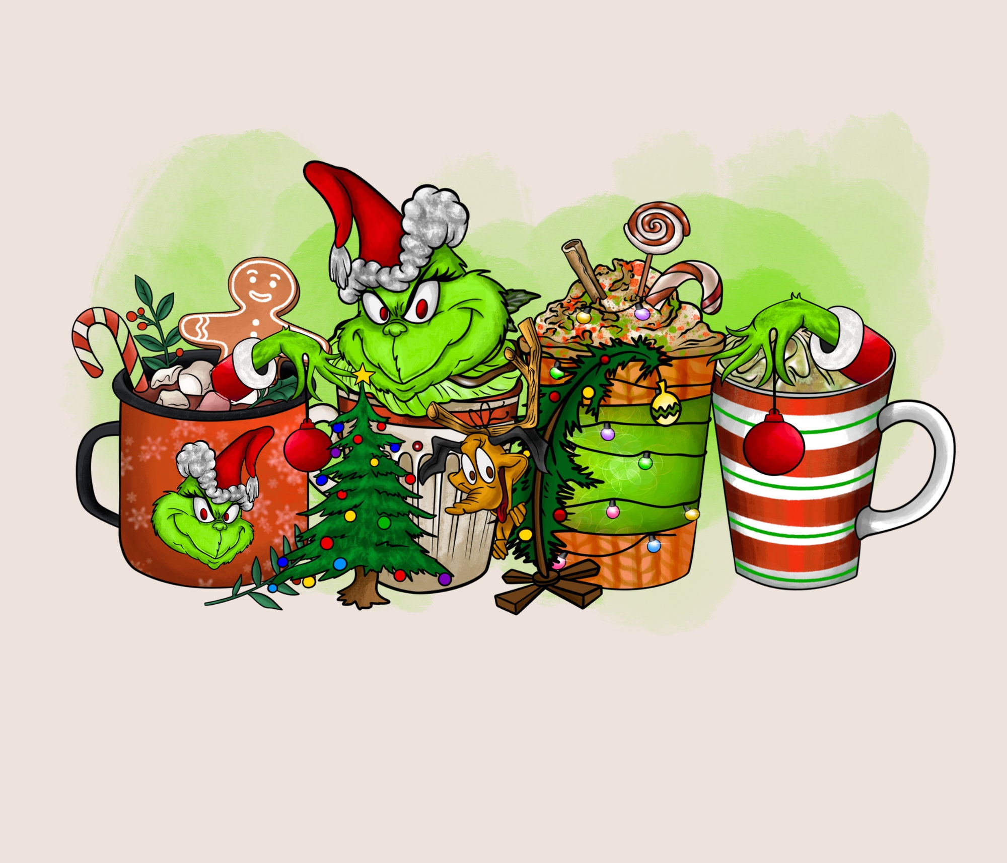 The Grinch Grinch Coffee Christmas Grinch UVDTF or DTF Ready Etsy