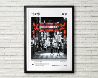 Impression de Tokyo, art mural Tokyo, impression d'affiche de voyage à Tokyo, impression d'affiche du Japon, affiche de Tokyo, art mural japonais, décoration murale de Tokyo, cadeau Tokyo