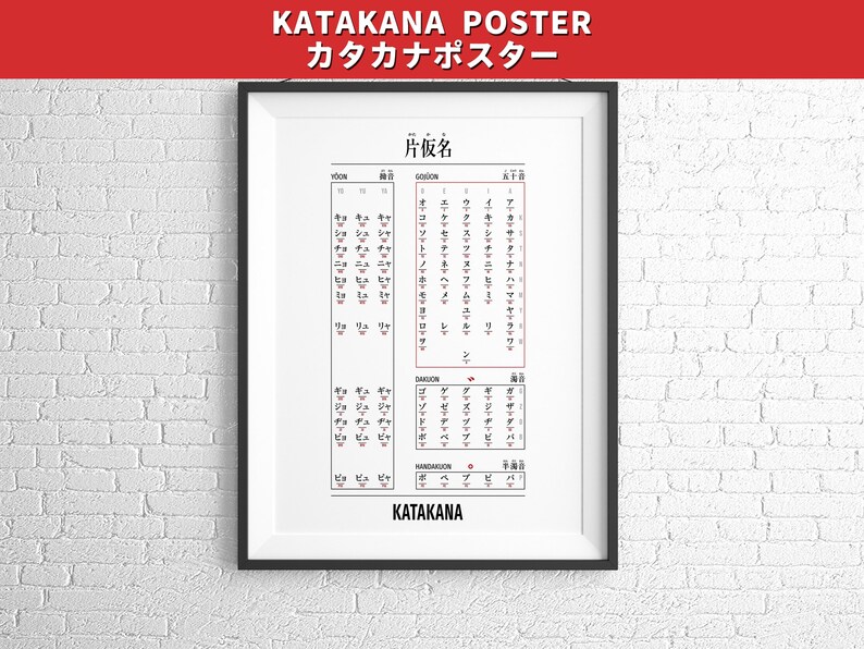Katakana Poster Katakana Printable Japanese Kana Katakana Etsy