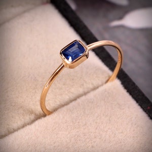 SOLID 14K Yellow GOLD Ring | Natural Blue Sapphire | AAA+++Top Quality Sapphire | Dainty Sapphire 14k Gold | Hand Crafted Yellow Gold Ring.