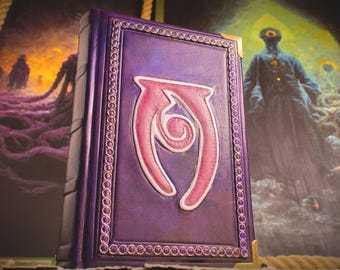 Leather replica of the skyrim magic book, book of oblivion spells, blank pages