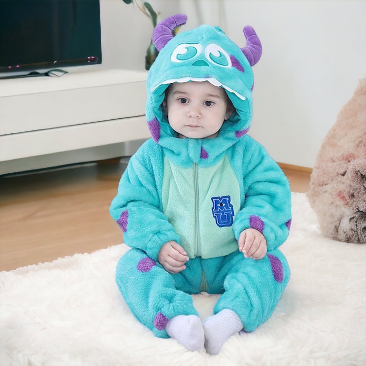 Disney Monstres & CIE Grenouillère avec Chapeau, Pyjama Bebe Monsters & CIE  Ensemble de Chapeaux, Onesie Mike Wazowski