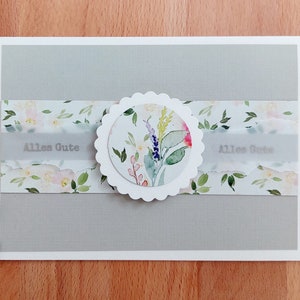 3 Glückwunschkarten Blümchen 3er Set greige/grau/mint