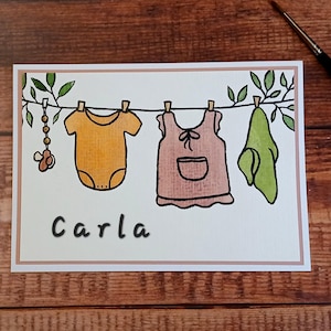 Karte zur Geburt personalisiert Handgemalte Baby-Karte Willkommen Herzlichen Glückwunsch