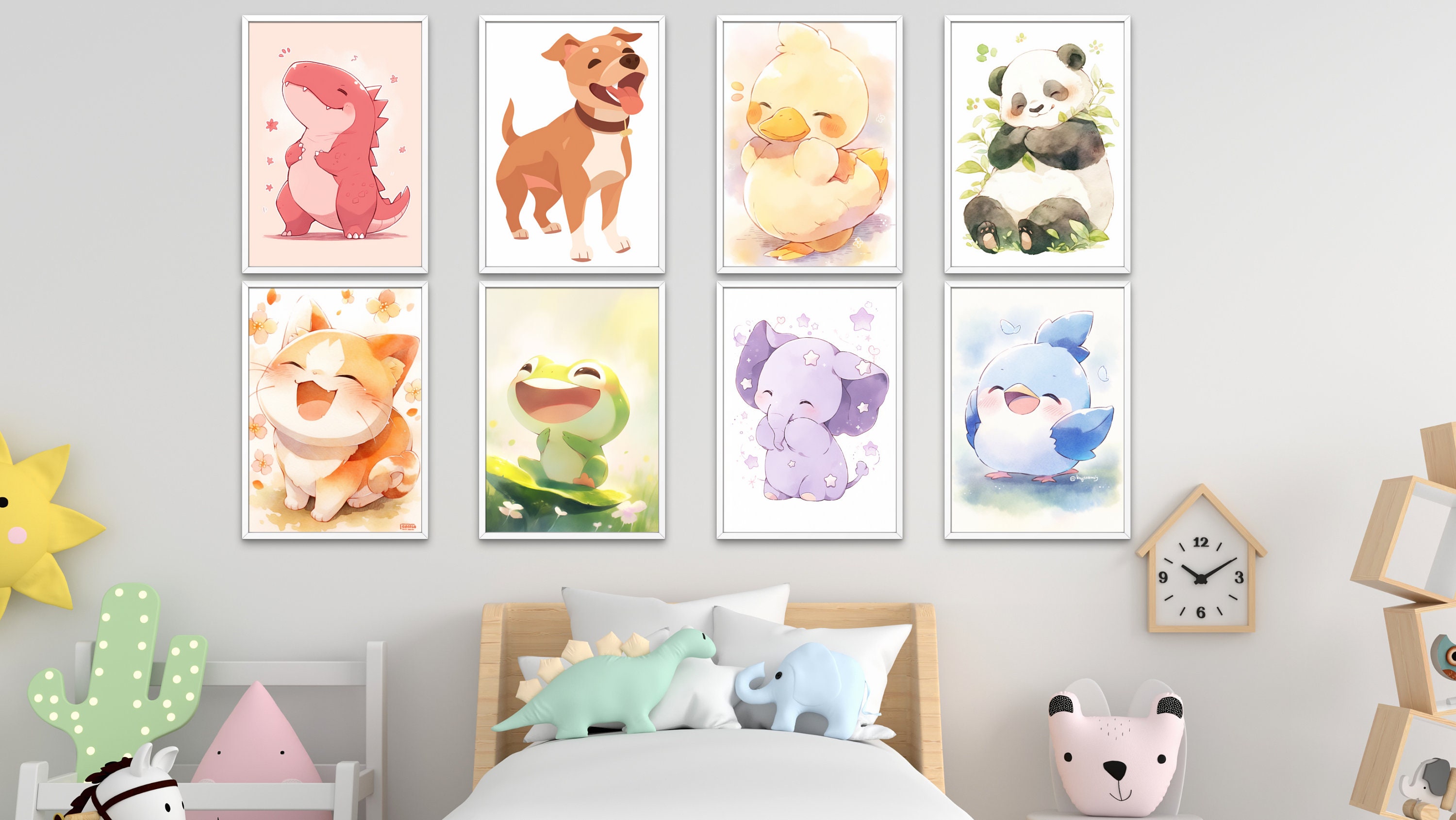 Cute and Colorful Nursery Gallery Wall Art Set of 8 Kids Room Wall ...