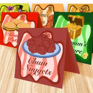 10 Pack of Spongebob themed party food labels, printable download