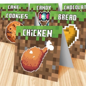 Lot de 15 étiquettes alimentaires sur le thème de Minecraft à télécharger