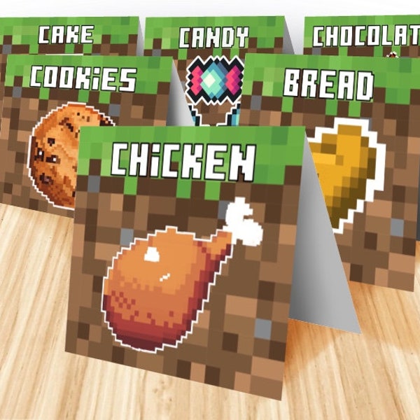 15 Pack Minecraft themed food labels digital download