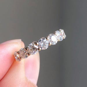 Eternity Band Round Cut Moissanite Wedding Matching Band Colorless Moissanite Wedding Band Classic Wedding Ring for Women in Solid 14K Gold