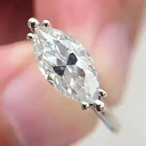 1.5CT Marquise Cut Solitaire Diamond Moissanite Engagement Ring East West Moissanite Wedding Ring Stacking Anniversary Ring Handmade Jewelry