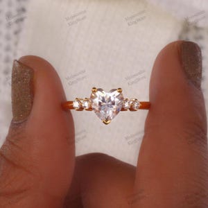 Heart cut engagement ring / Travel ring for her / 14K Solid Rose Gold Promise Ring / Moissanite Diamond Bridal ring / Proposal Ring for her.