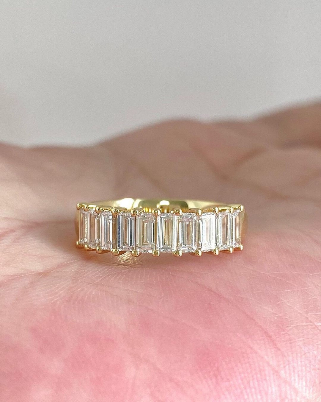 Statement Eternity Ring in Gold Minimalist Band Eternity Etsy