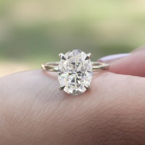 4.00 CT Oval Moissanite Engagement Ring Oval Hidden Halo Ring 14k Solid Gold Ring Oval Cut Wedding Ring Oval Solitaire Ring Anniversary Ring