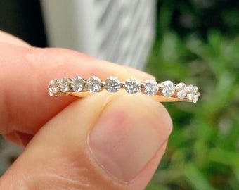 Half Eternity Moissanite Wedding Band 14K Solid Gold Moissanite Wedding Band Classic Wedding Ring for Women Minimalist Bridal Wedding Ring