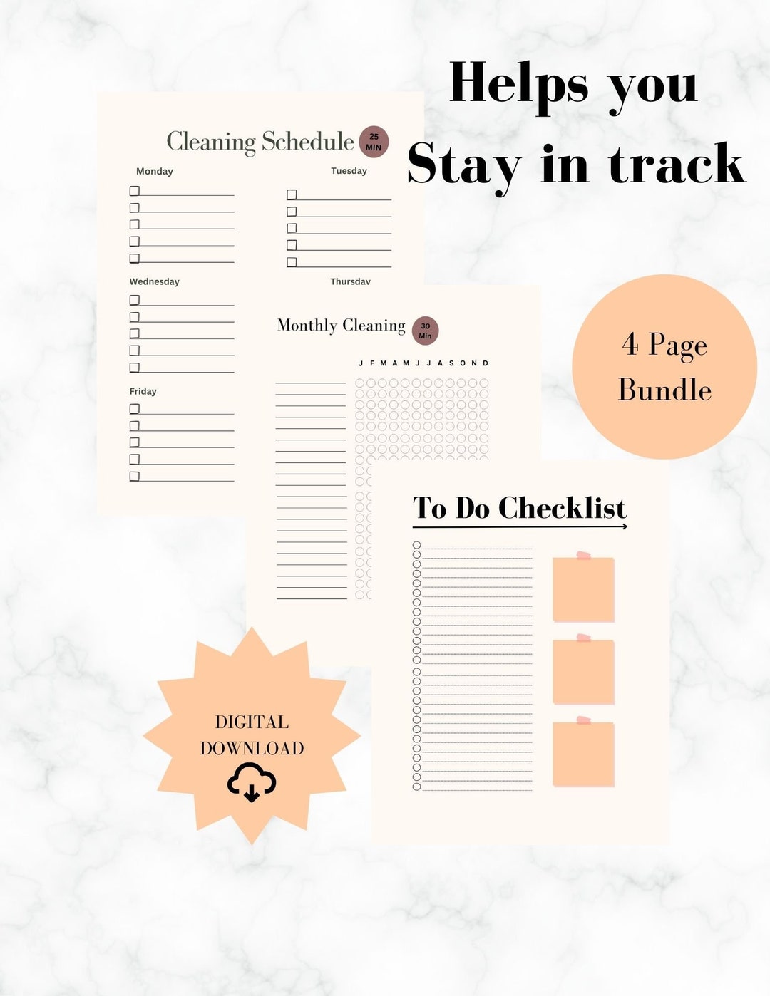 Digital Cleaning Schedule, Daily, Weekly, Monthly Cleaning Schedule, to ...