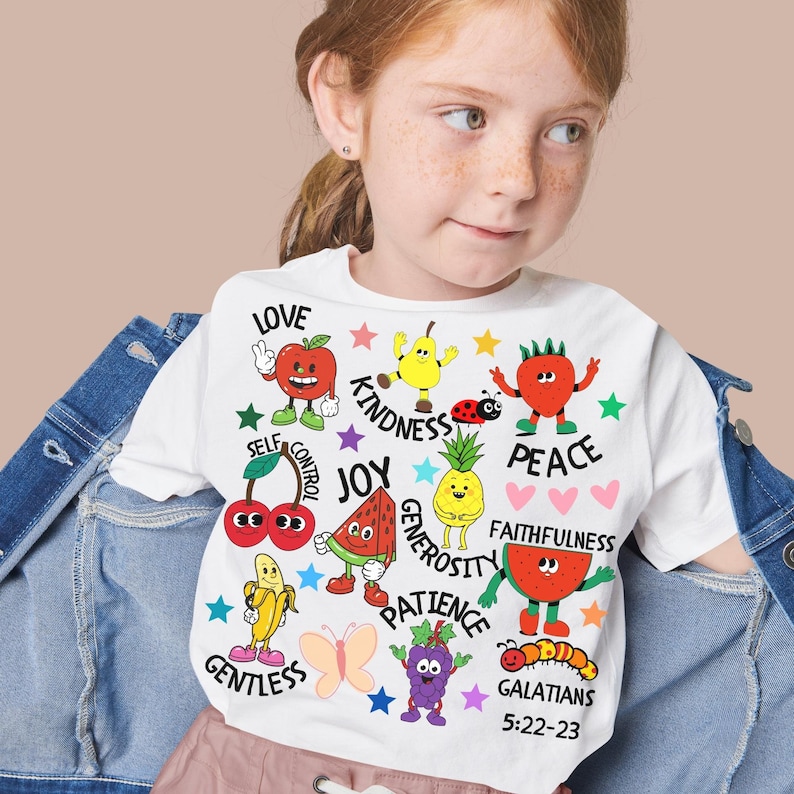 Fruit of the Spirit Kids Tshirt SVG, Christian Shirt Cut File for Boys