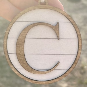 Shiplap ornament, farmhouse ornament, christmas ornament, Initial ornament