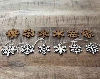 Holz Weihnachtsbaum-Anhänger "Schneeflocke" (ein Design im 6er-Set)