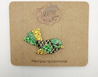 Broche oiseaux rose