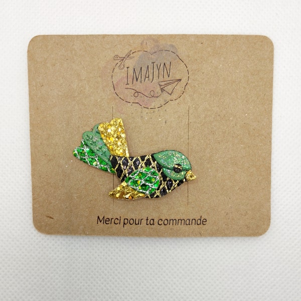 Broche oiseaux rose