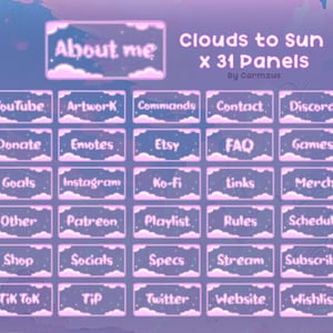 31x Twitch cute pink cloud panels / Widgets / Kawaii / Streamer / Pastel / Sparkes