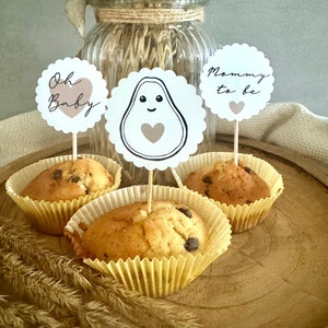 Oh Baby - Cupcaketopper - Caketopper - Muffins - Babyparty - Babyshower - Deko - Boy - Girl - Genderparty - Mommy - Avocado