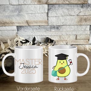 Tasse personalisiert Master 2025 Prüfung bestanden personalisierte Geschenk Abschluss Studium bestanden geschafft stolz Avocado