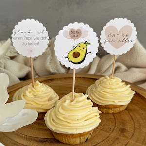 Bester Papa Cupcaketopper statt Karte Caketopper Muffins Torte Geburtstag Vatertag Glück ist Danke Geschenk Idee Eltern Familie Avocado